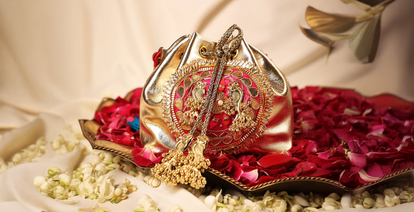 Golden Potli Bags: A Must-Have Accessory for Weddings and Festive Season