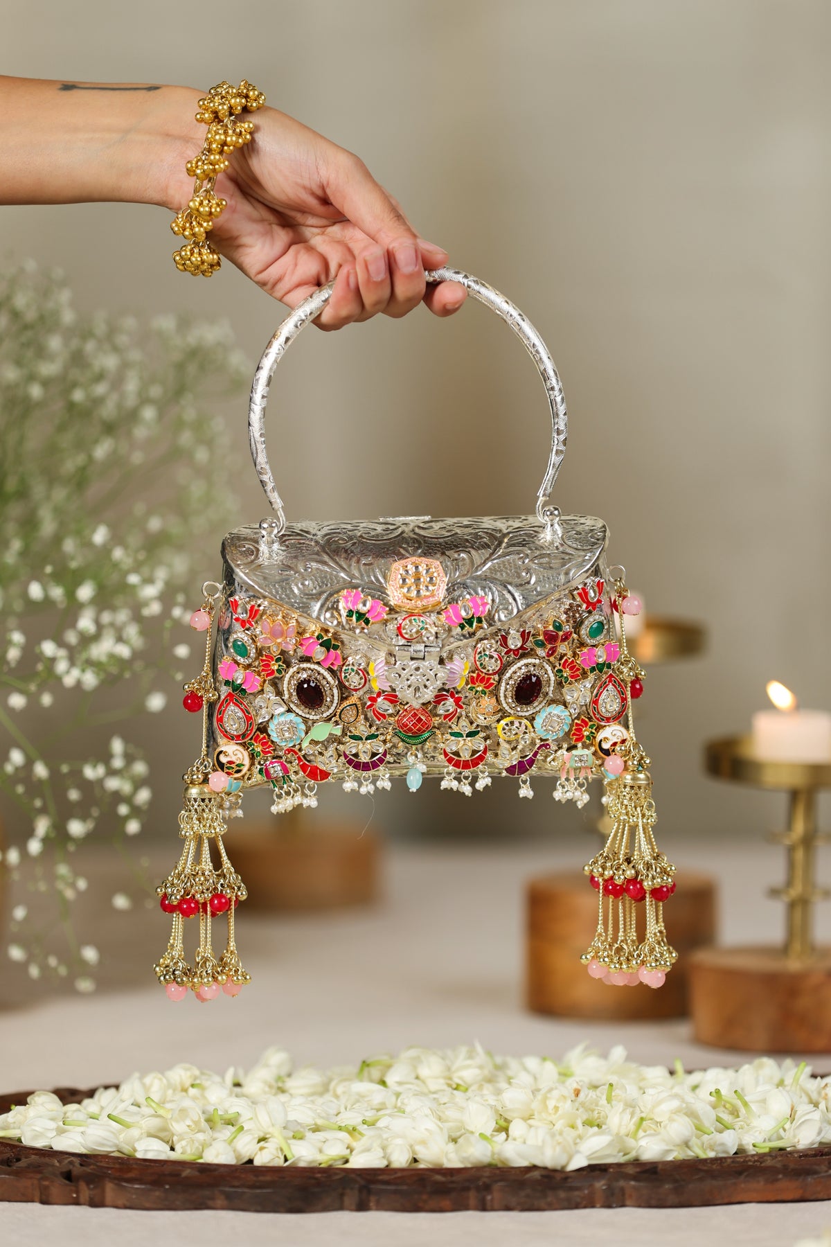 Meenakari Silver Clutch image 1