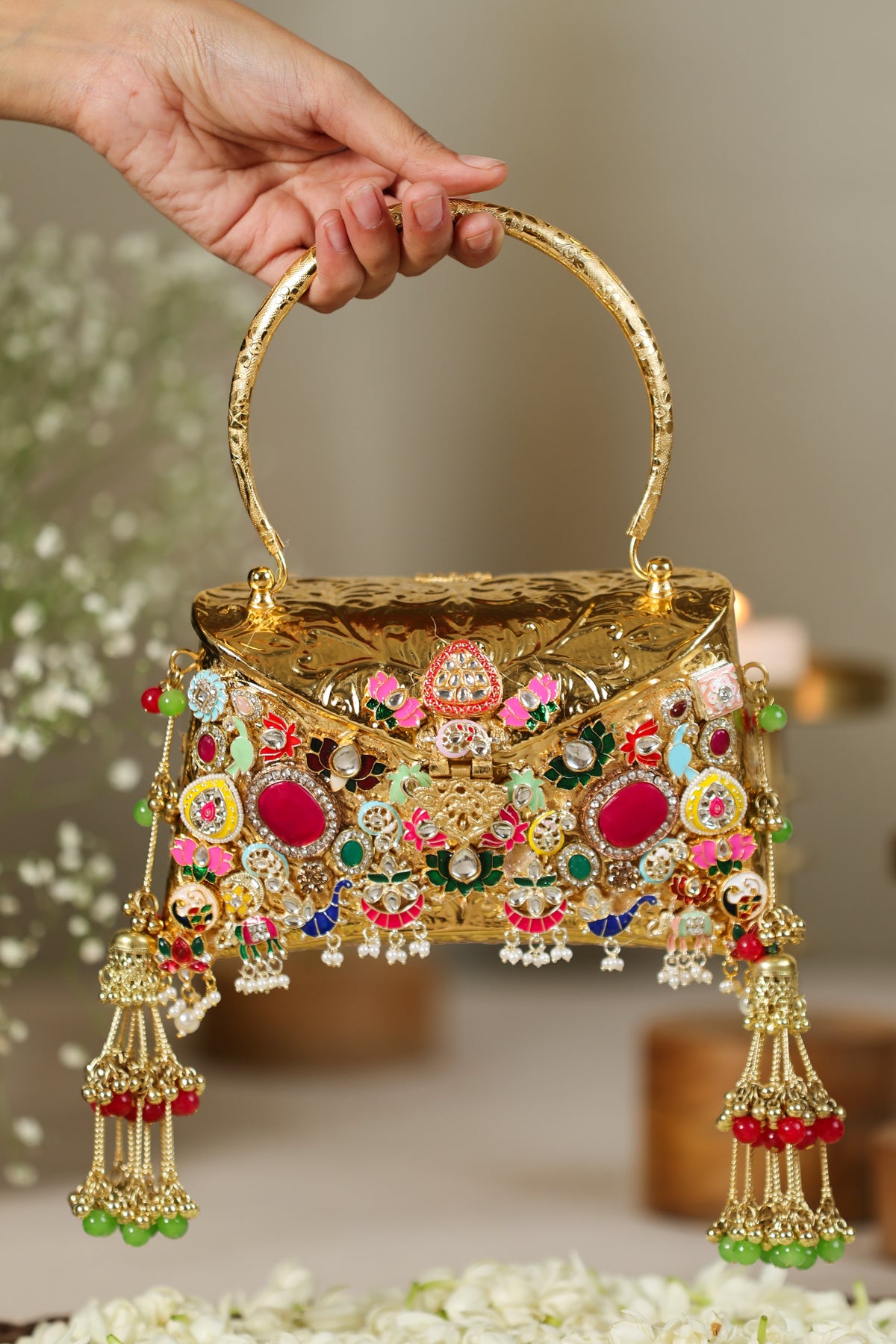 Meenakari Gold Clutch image 1