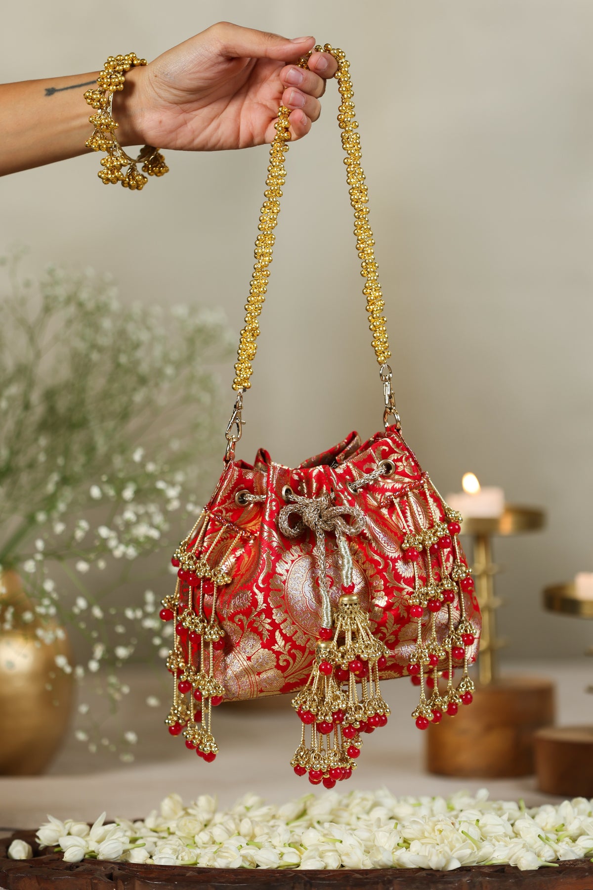 Chanderi Red Potli image 1