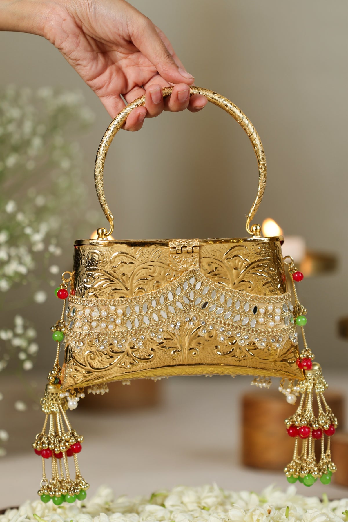 Meenakari Gold Clutch image 2