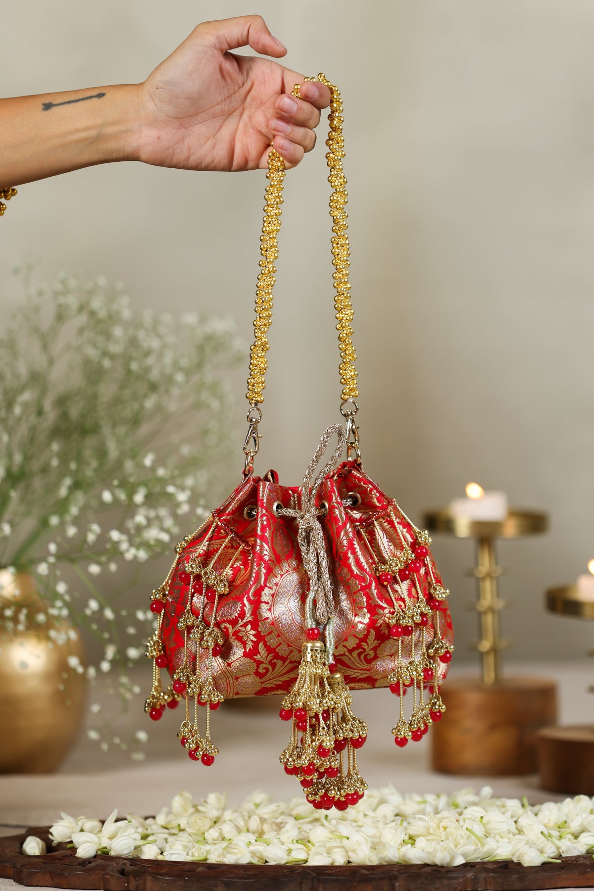 Chanderi Red Potli image 2