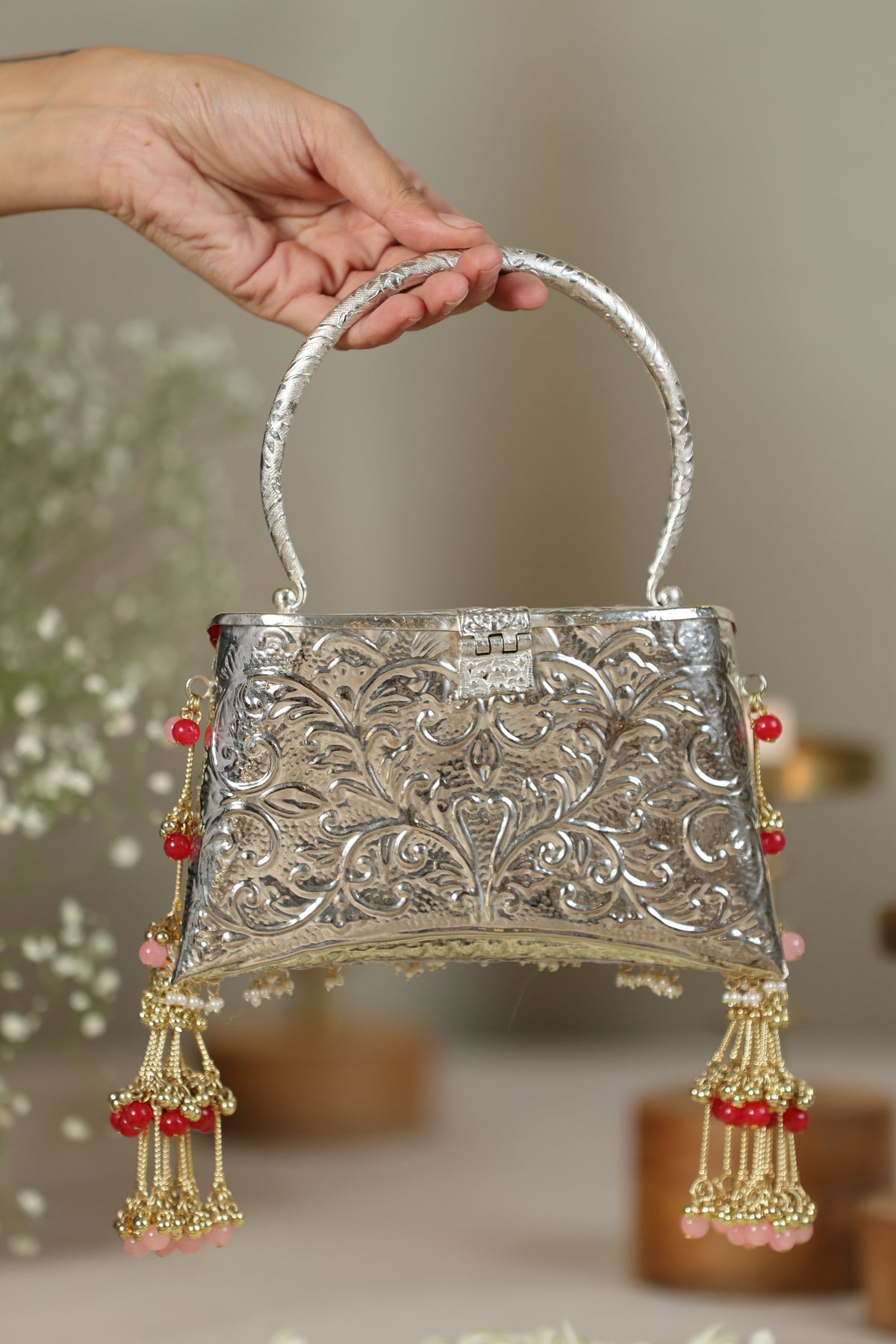 Meenakari Silver Clutch image 3
