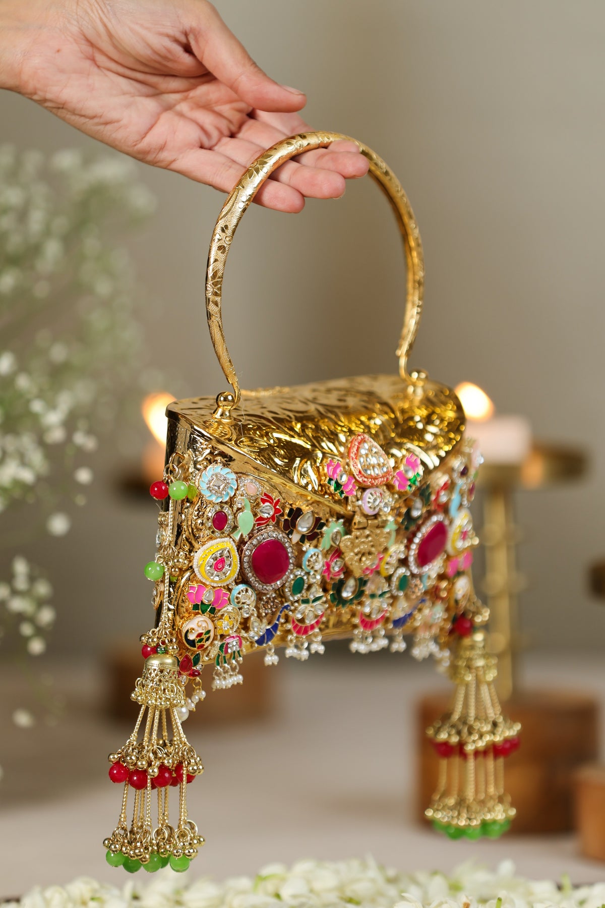 Meenakari Gold Clutch image 3