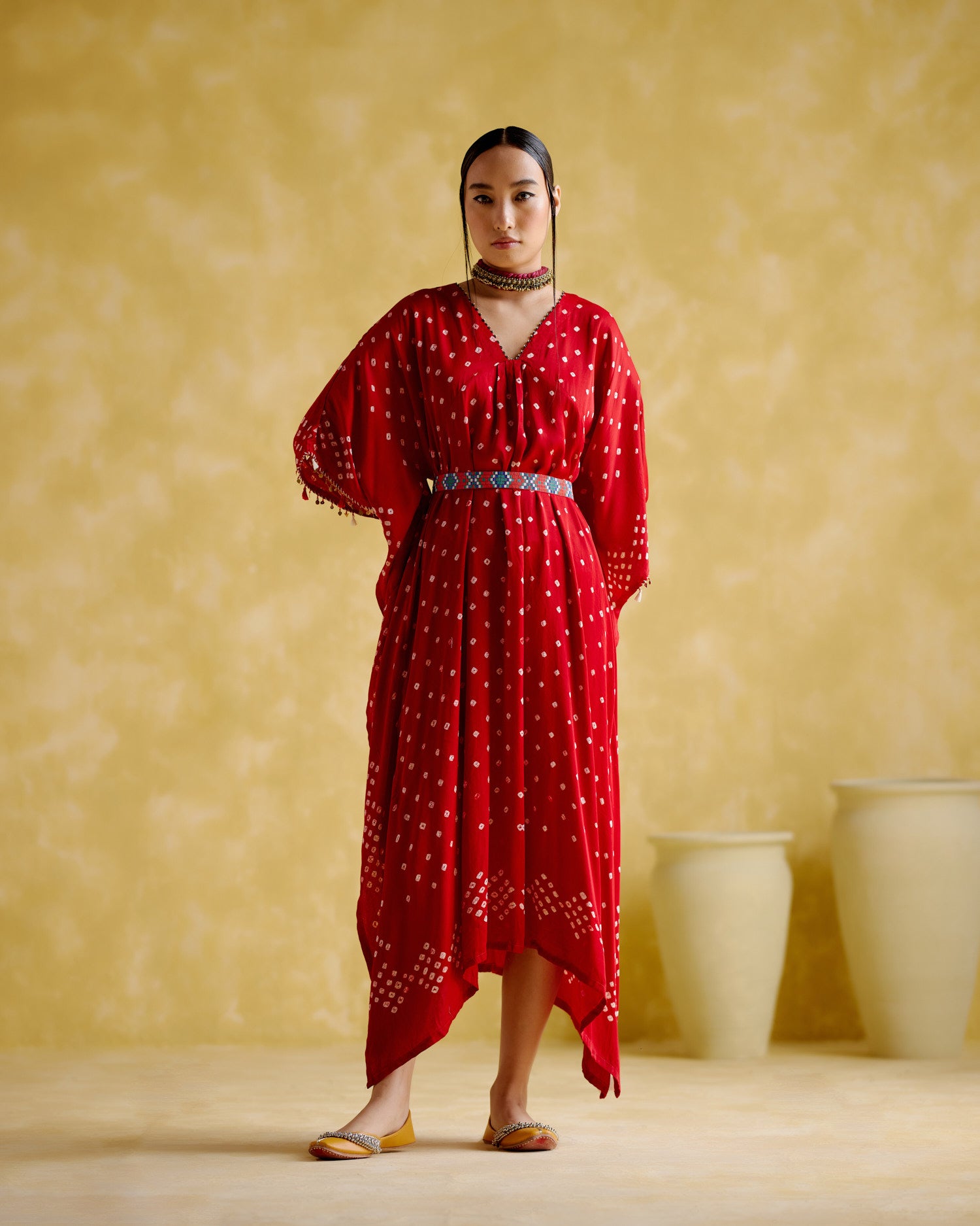 Annika - red bandhini - 5elements