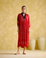 Devadarsana- Red handcrafted kaftan - 5elements