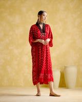 Devadarsana- Red handcrafted kaftan - 5elements