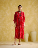 Devadarsana- Red handcrafted kaftan - 5elements