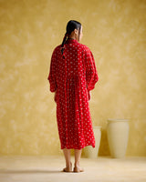 Devadarsana- Red handcrafted kaftan - 5elements