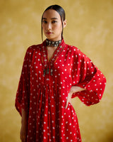 Devadarsana- Red handcrafted kaftan - 5elements