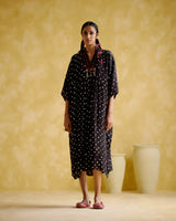 Devadarsana- black handcrafted kaftan - 5elements