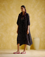 Devadarsana- black handcrafted kaftan - 5elements