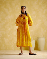 Devadarsana- Mustard handcrafted kaftan - 5elements