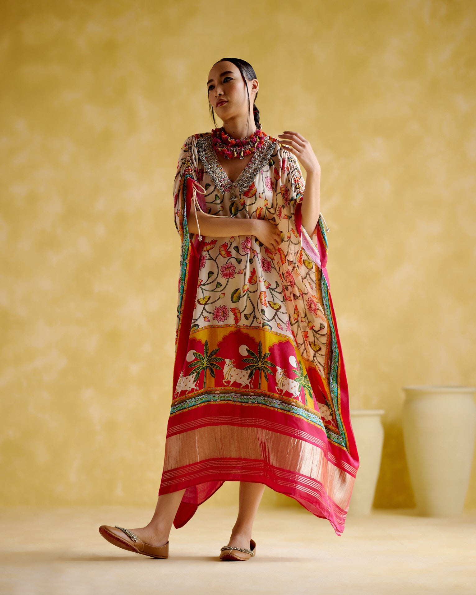 Linus- fushia printed kaftan - 5elements