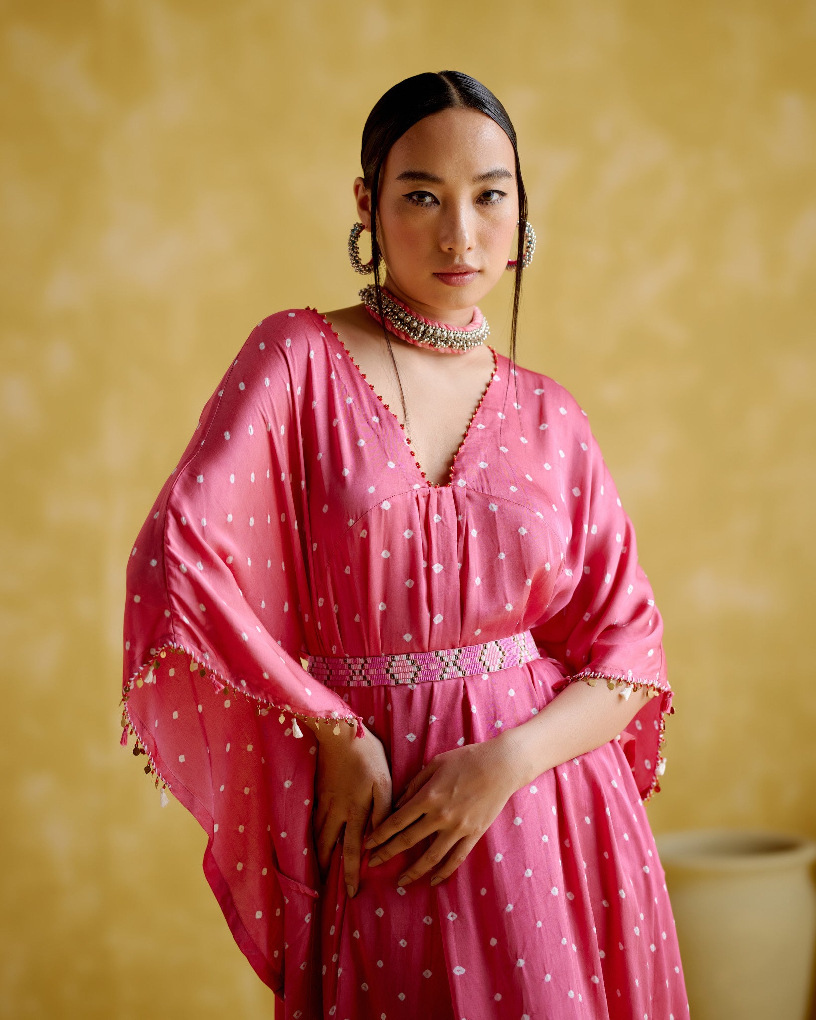Annika - pink bandhini - 5elements
