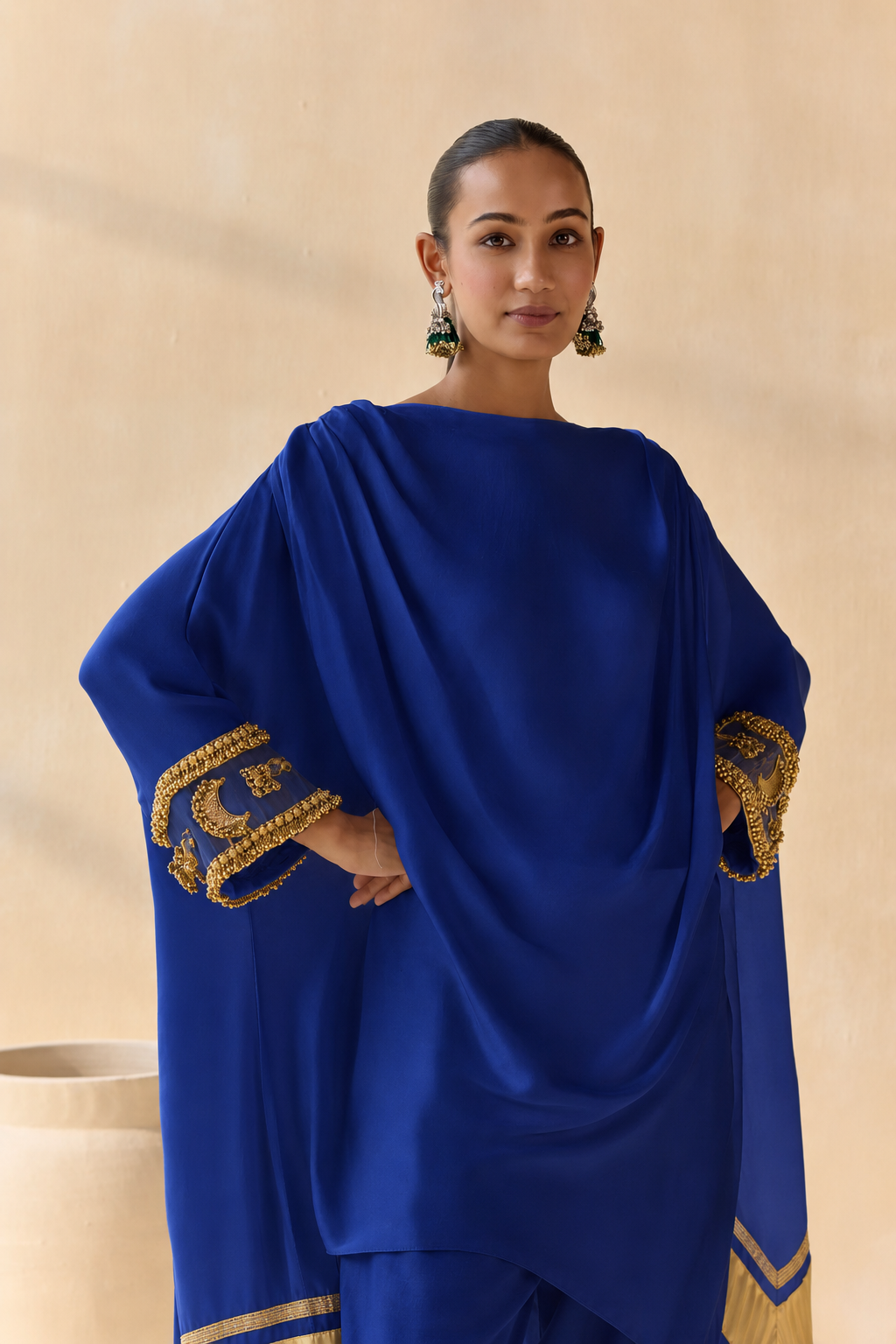 Noor Shwet Draped Set - Blue