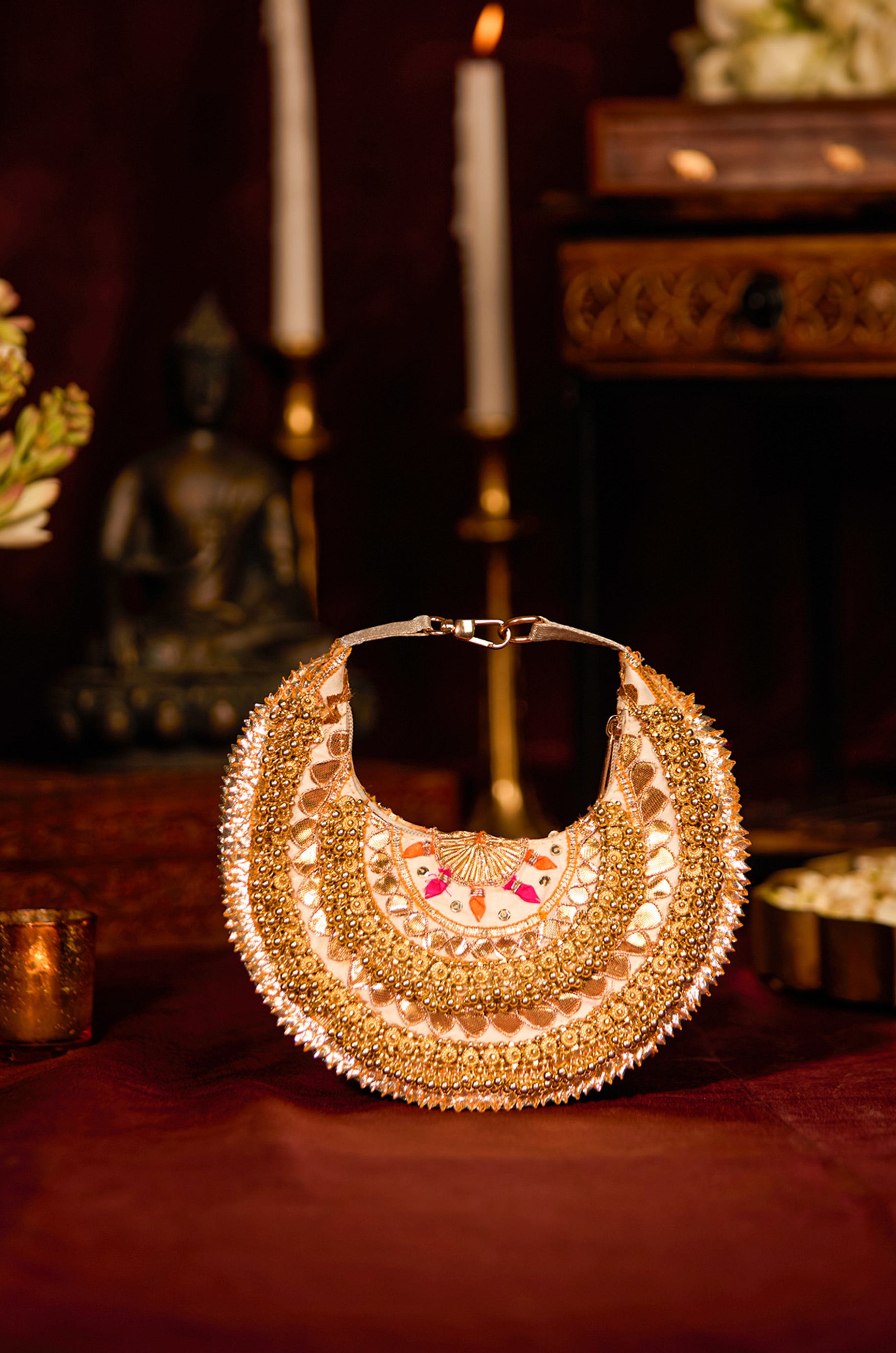 Shalimar Silver Clutches & Vamika White Potli