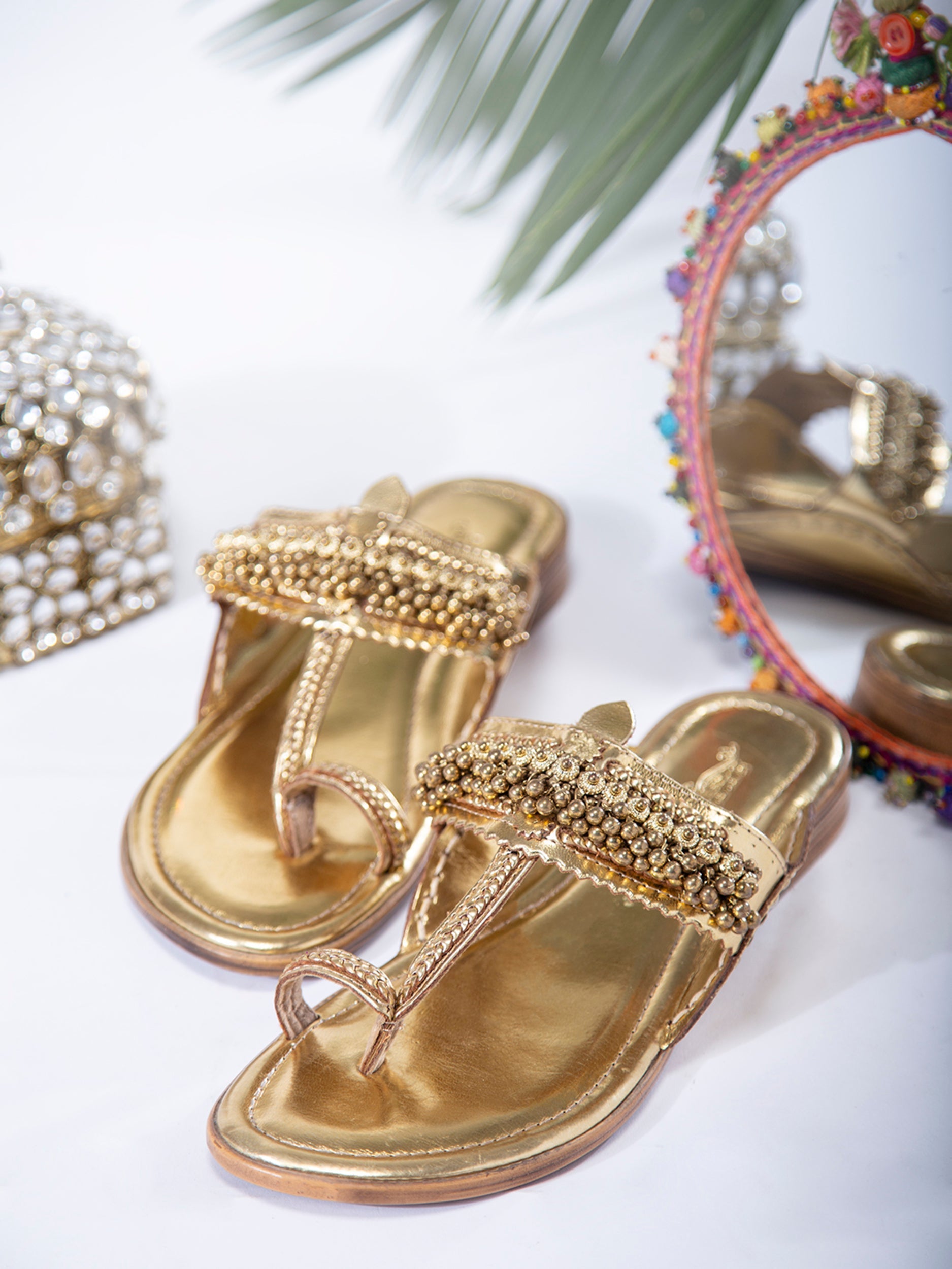 Ghungroo Love Gold Kolhapuri & Vamika Gold Potli