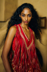 Raktima Fringe Bandhani Set