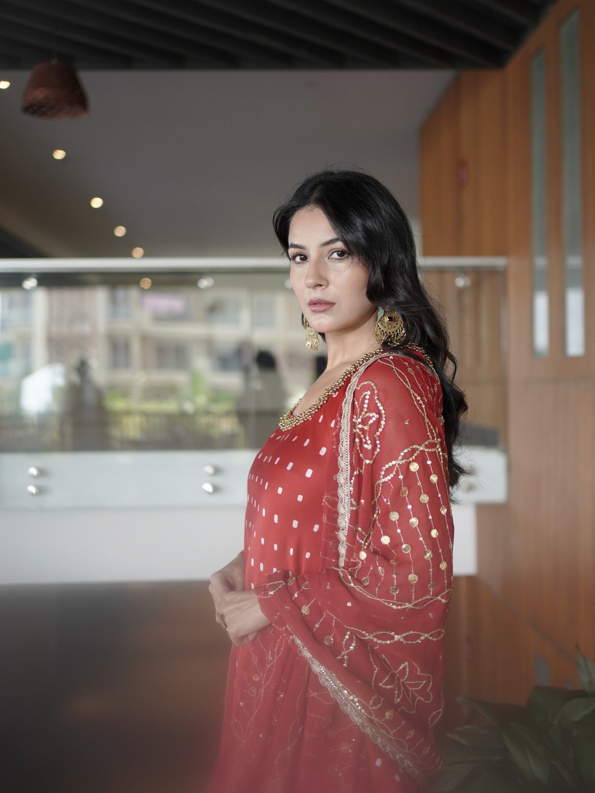 Neo Red Kurti Kurta Set