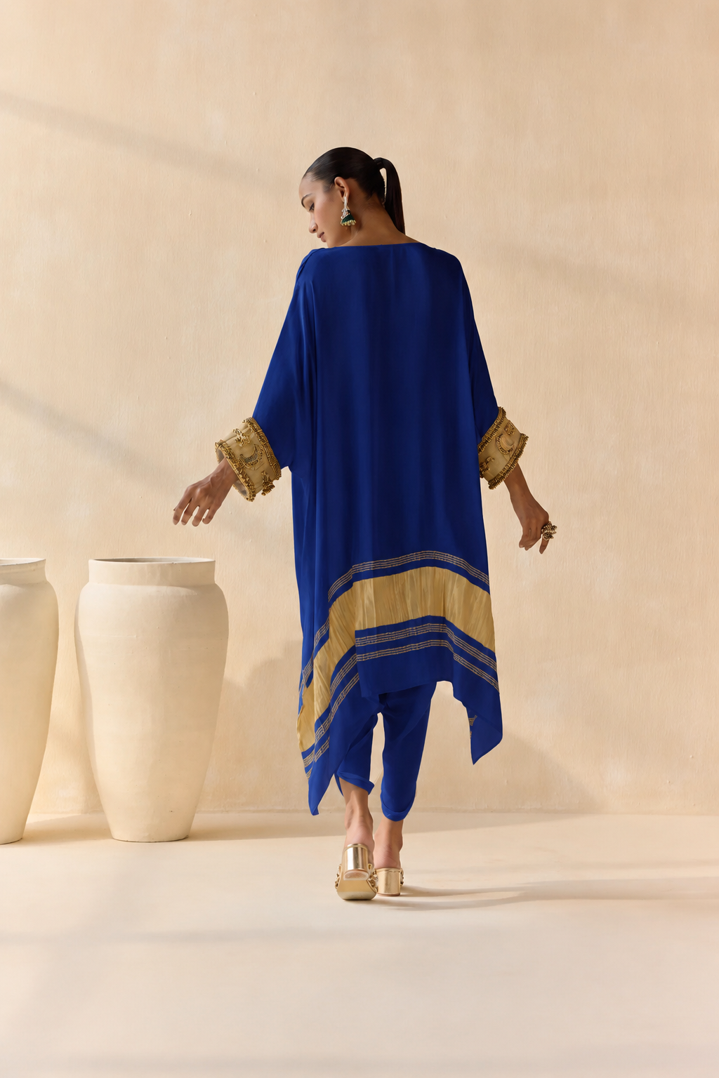 Noor Shwet Draped Set - Blue