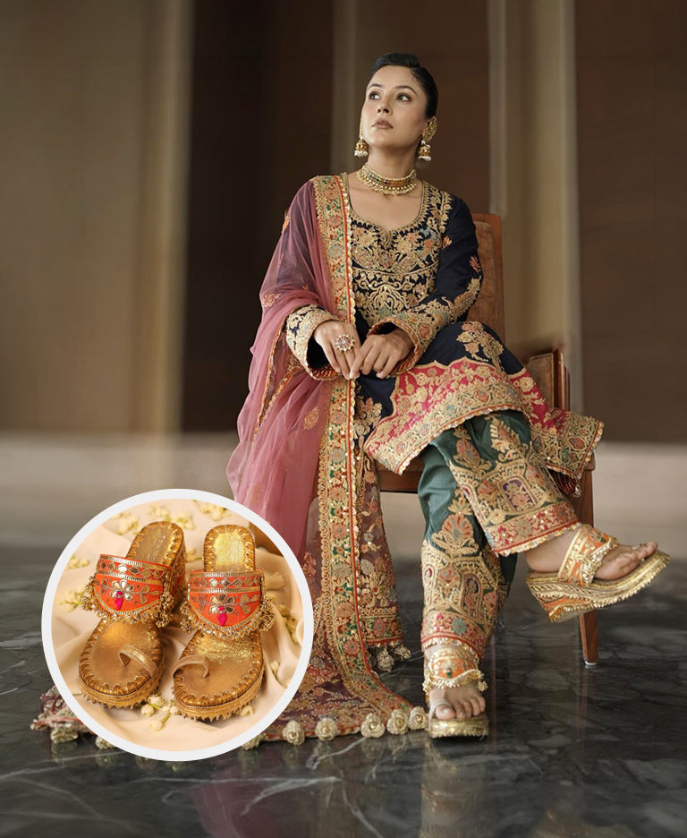 Shehnaaz Gill in Aurora Orange (Wedges)