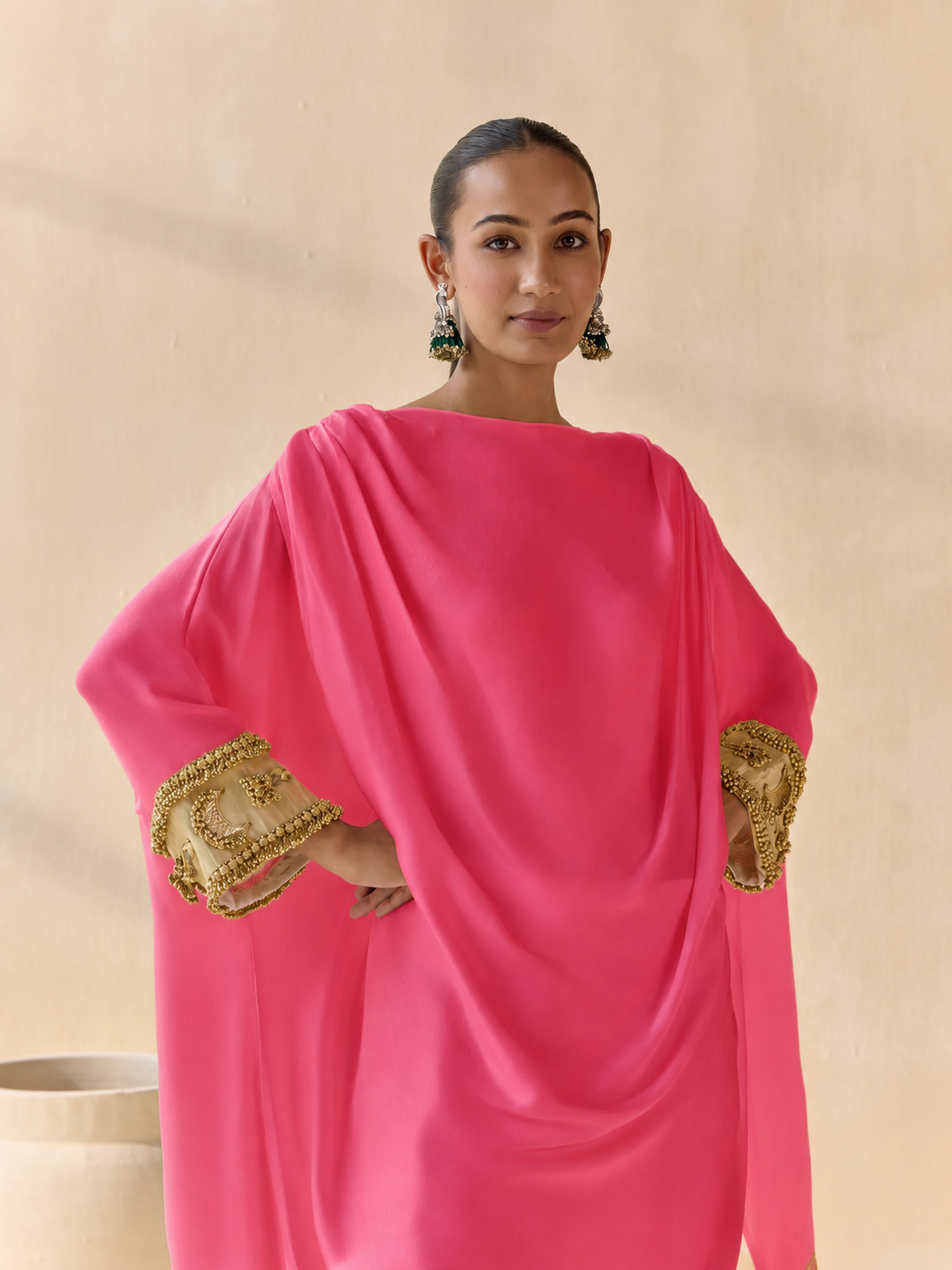 Noor Shwet Draped Set - Pink