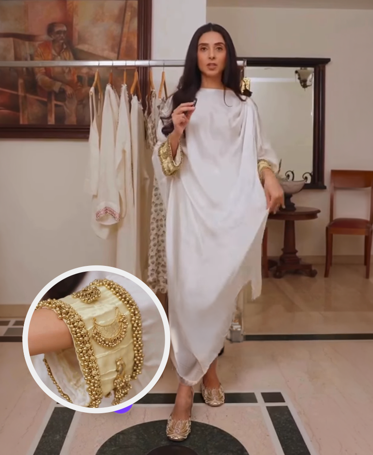 Pernia Qureshi in Noor Shwet Draped Set