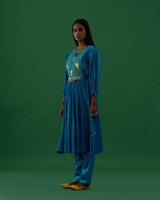 Trishika - Turqouise kurta Set - 5elements