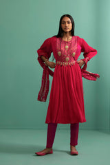 Trishika - Fushia kurta Set - 5elements