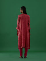 Gopika - Red Mirror Work Chanderi Tissue Silk Kurta - 5elements