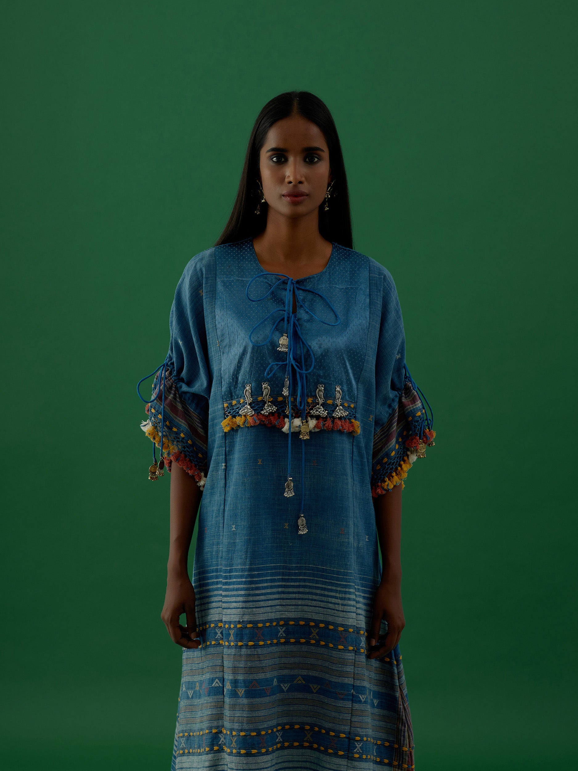 Ridika Blue Multi Tassels Tunic With Pant Sets - 5elements