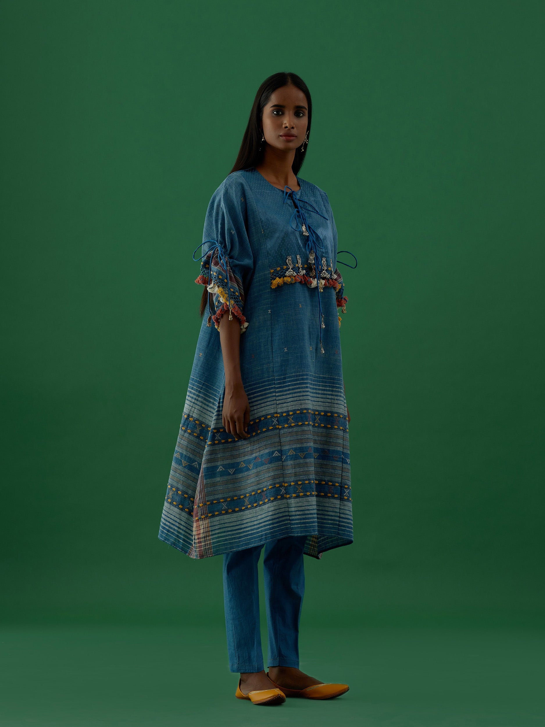 Ridika Blue Multi Tassels Tunic With Pant Sets - 5elements
