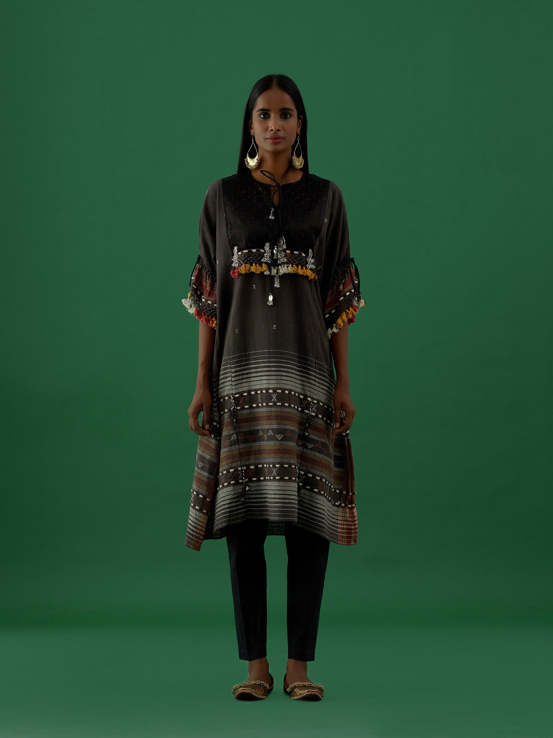 Ridika Black Multi Tassels Tunic With Pant Sets - 5elements