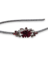 Maroon Floral With Kundan Studded Hairband - 5elements