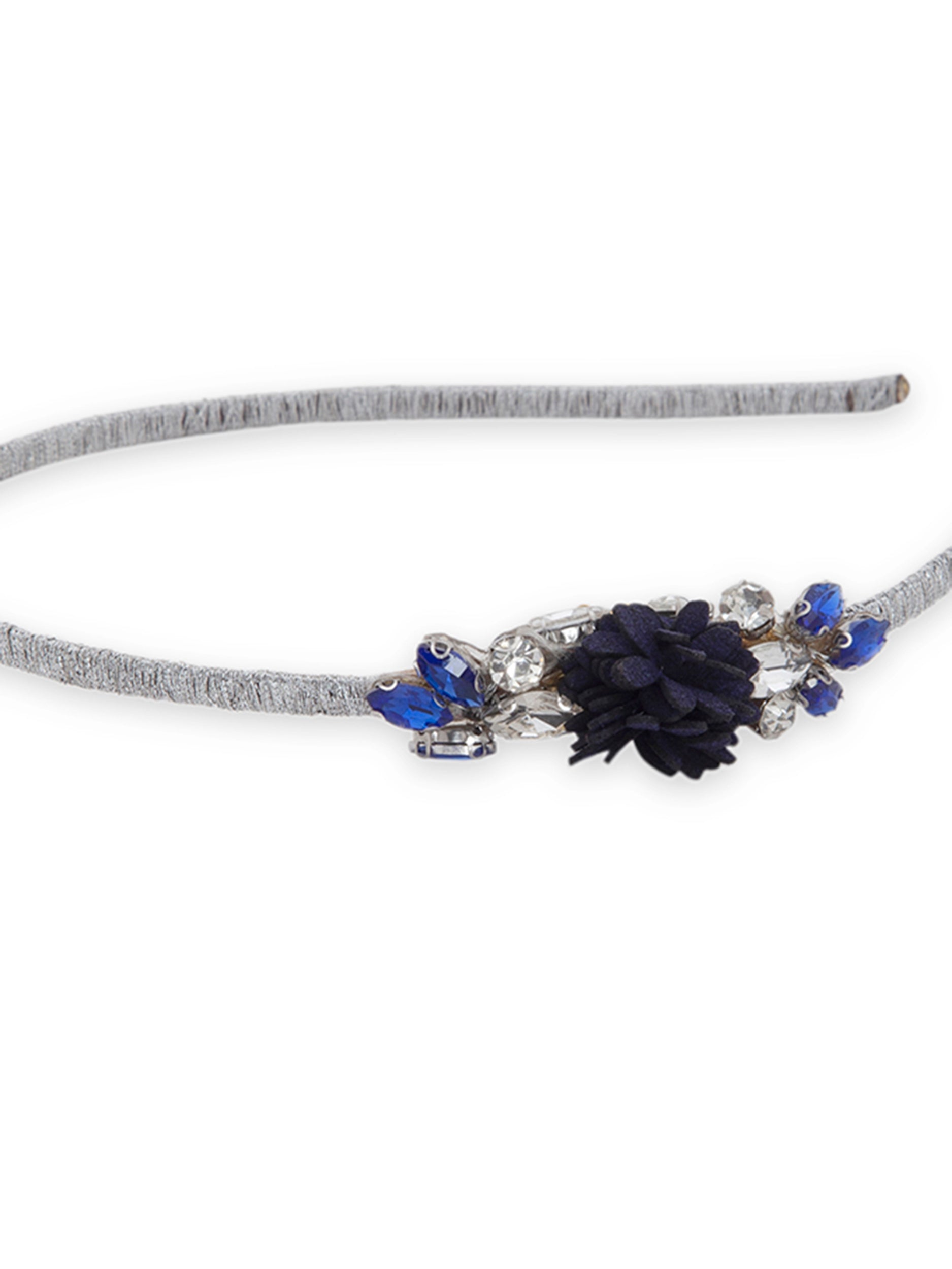 Blue Floral With Kundan Studded Hairband -  5elements