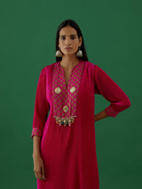 Ditya - Hot Pink kurta Set - 5elements