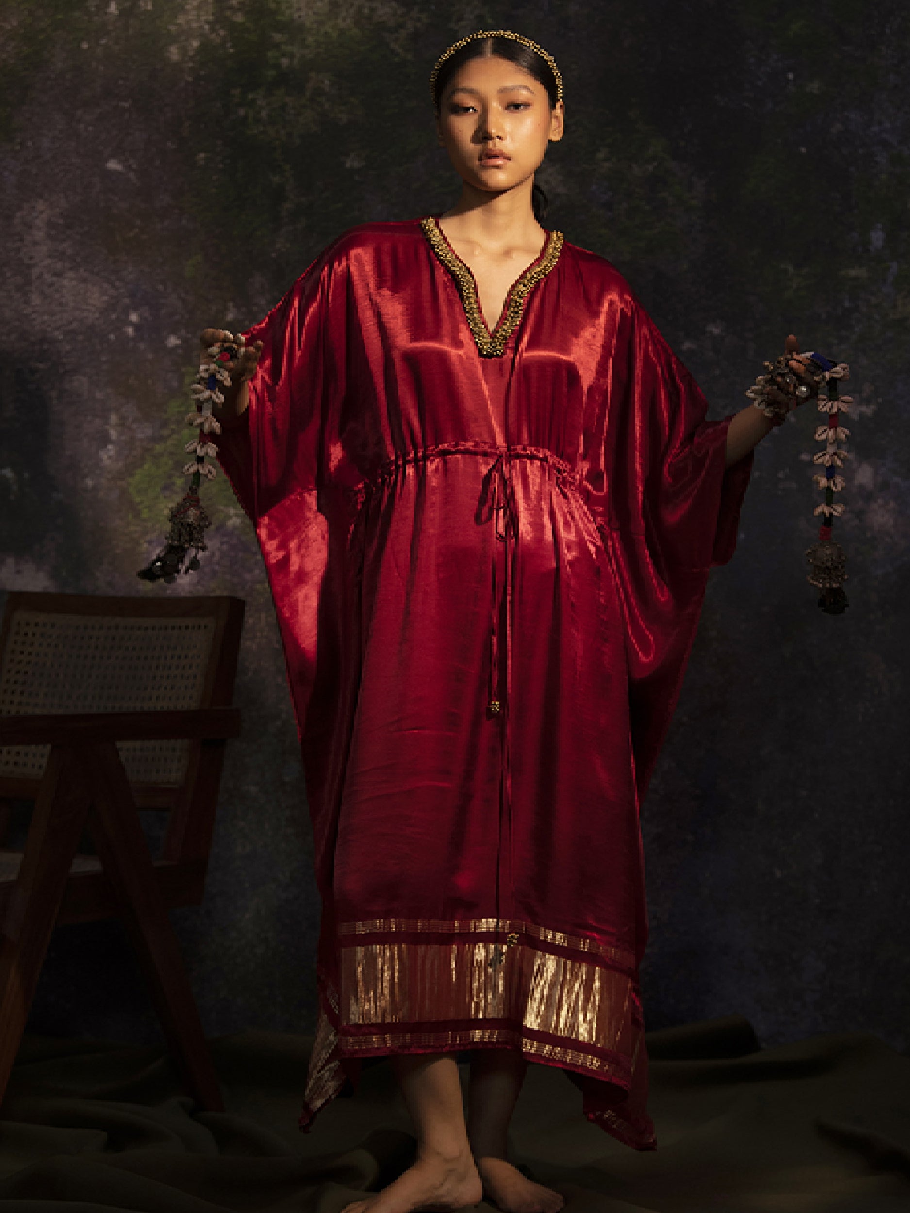 Sudevi -Maroon (kaftan) - 5elements