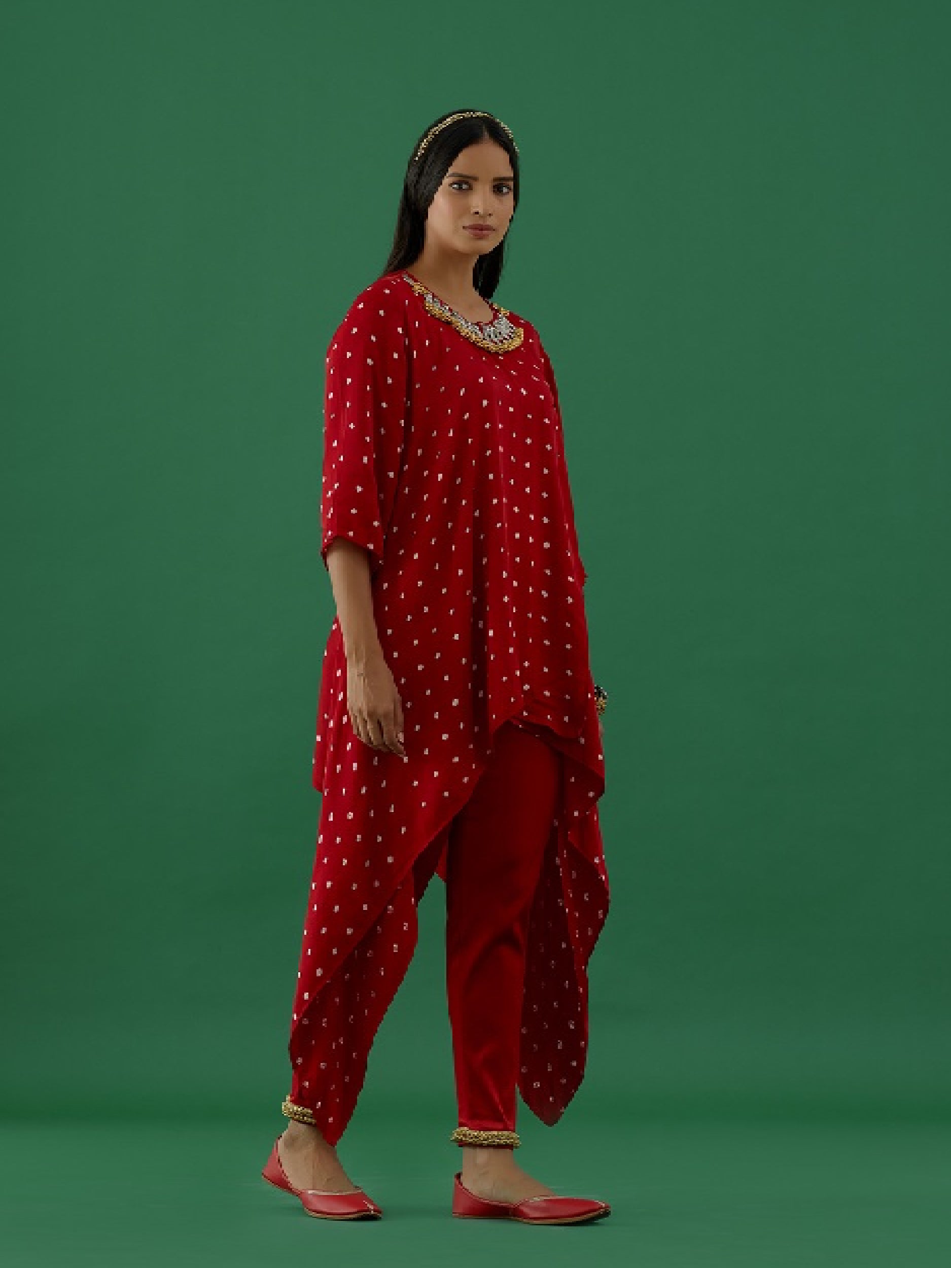 Vishakha - Red Co-ords Set - 5elements