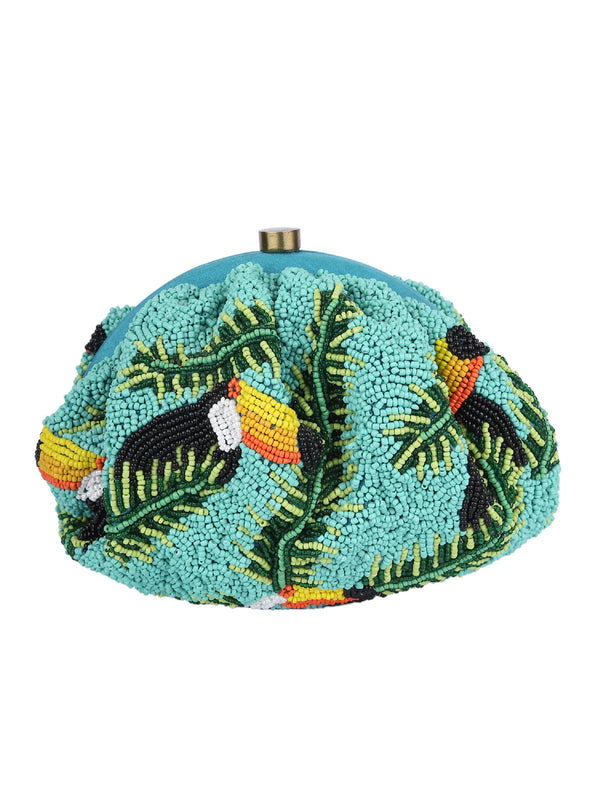 Turquoise Beaded Handcrafted Potli Clutch (potli clutches)