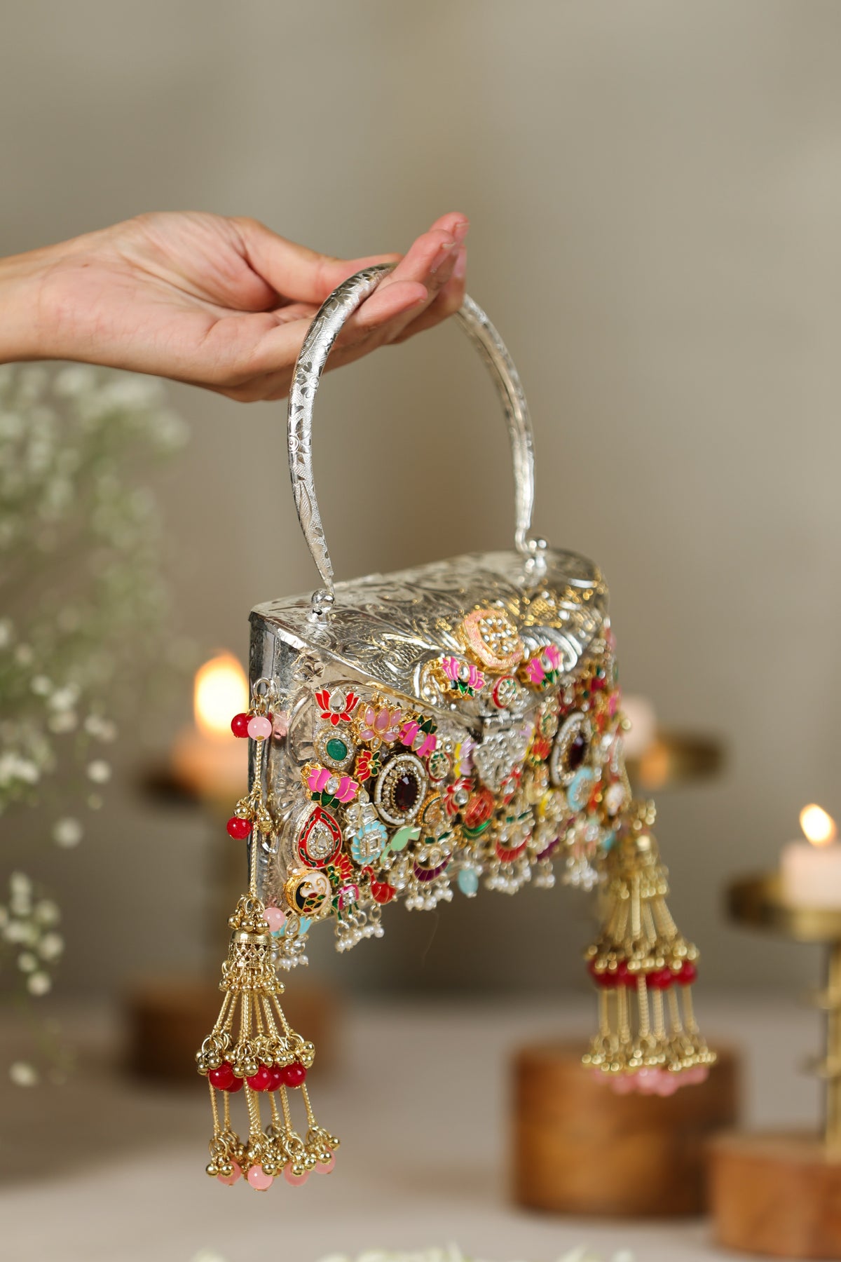 Meenakari Silver Clutch image 2
