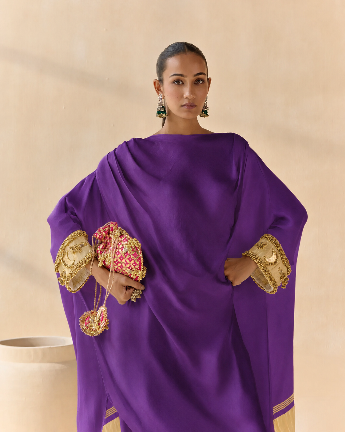 Noor Shwet Draped Set - Purple