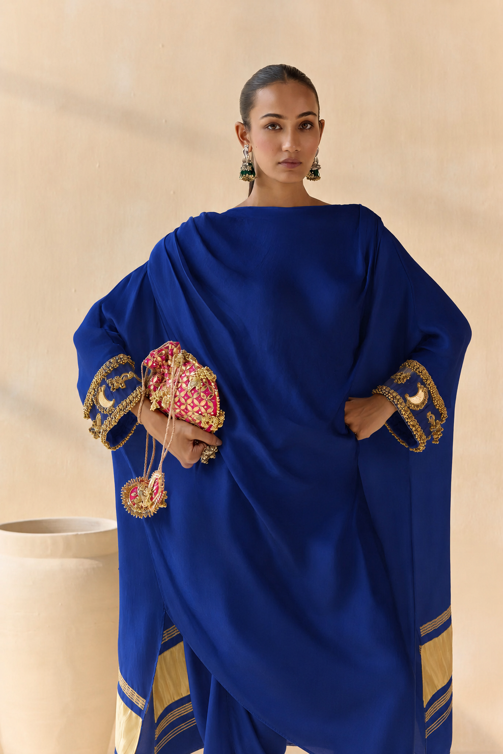 Noor Shwet Draped Set - Blue