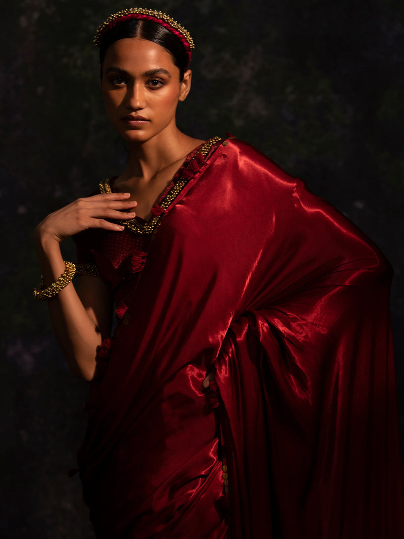 Karya - Maroon Saree