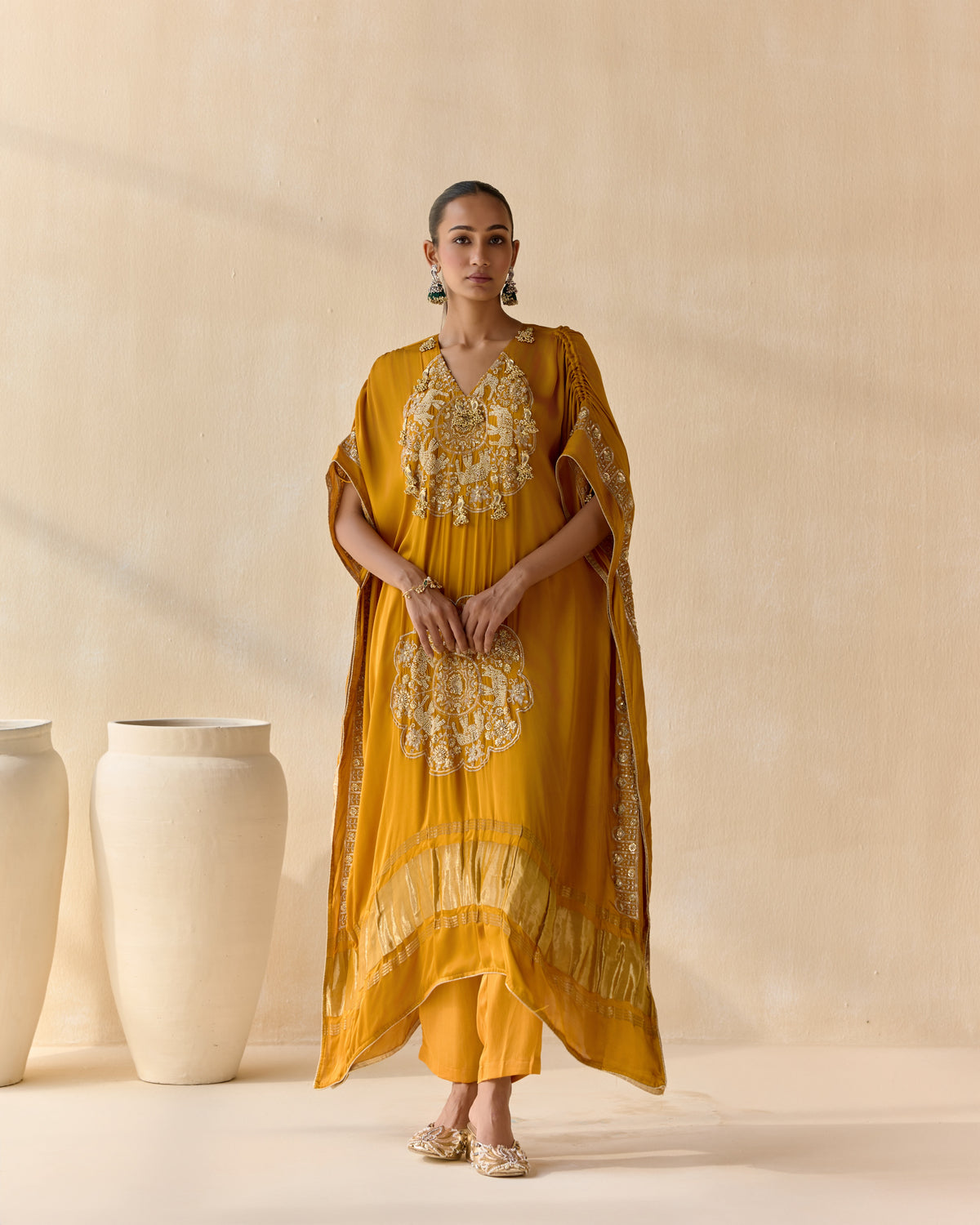 kanakprabha kaftan set - front view