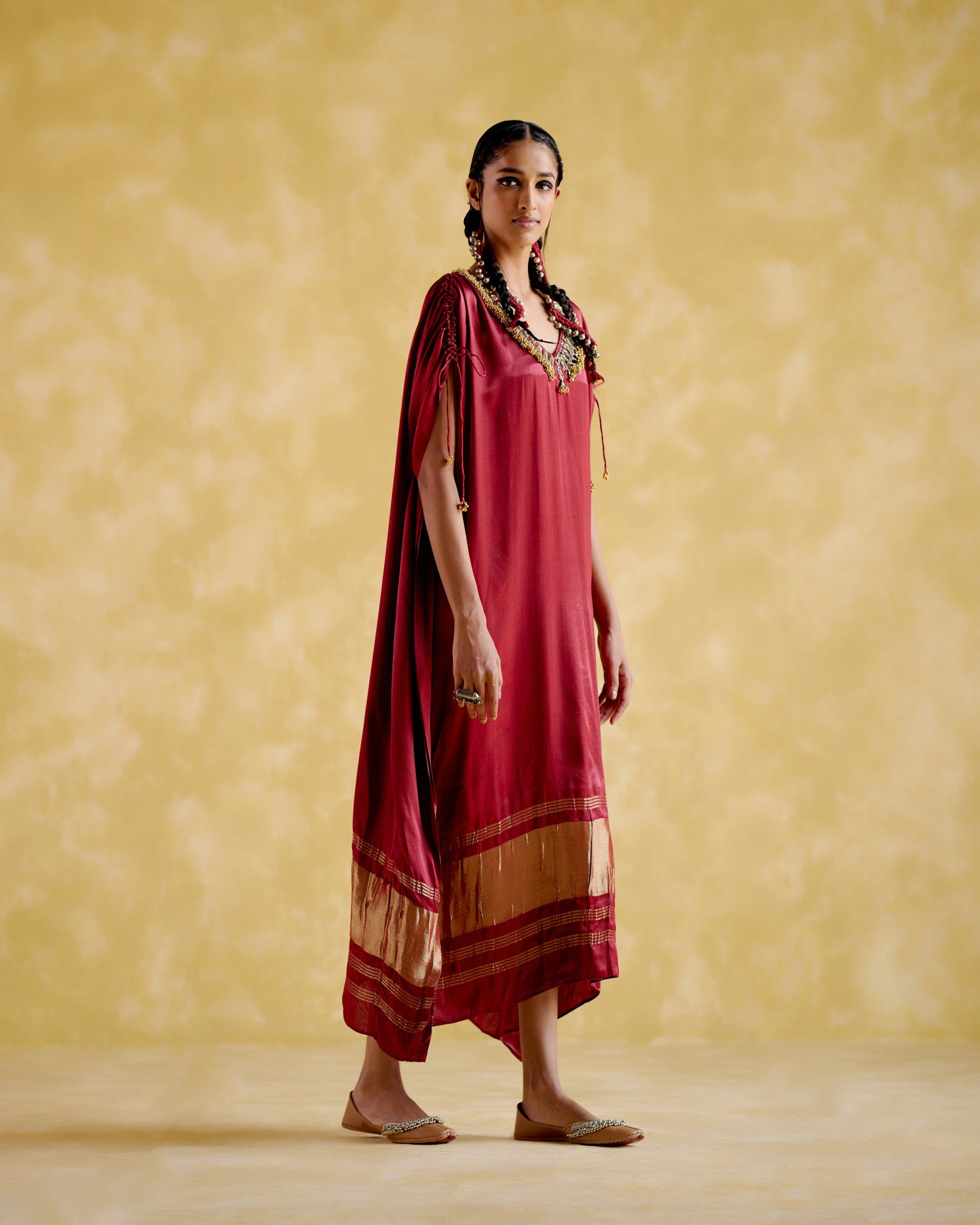 Amor- Maroon kaftan dress - 5elements