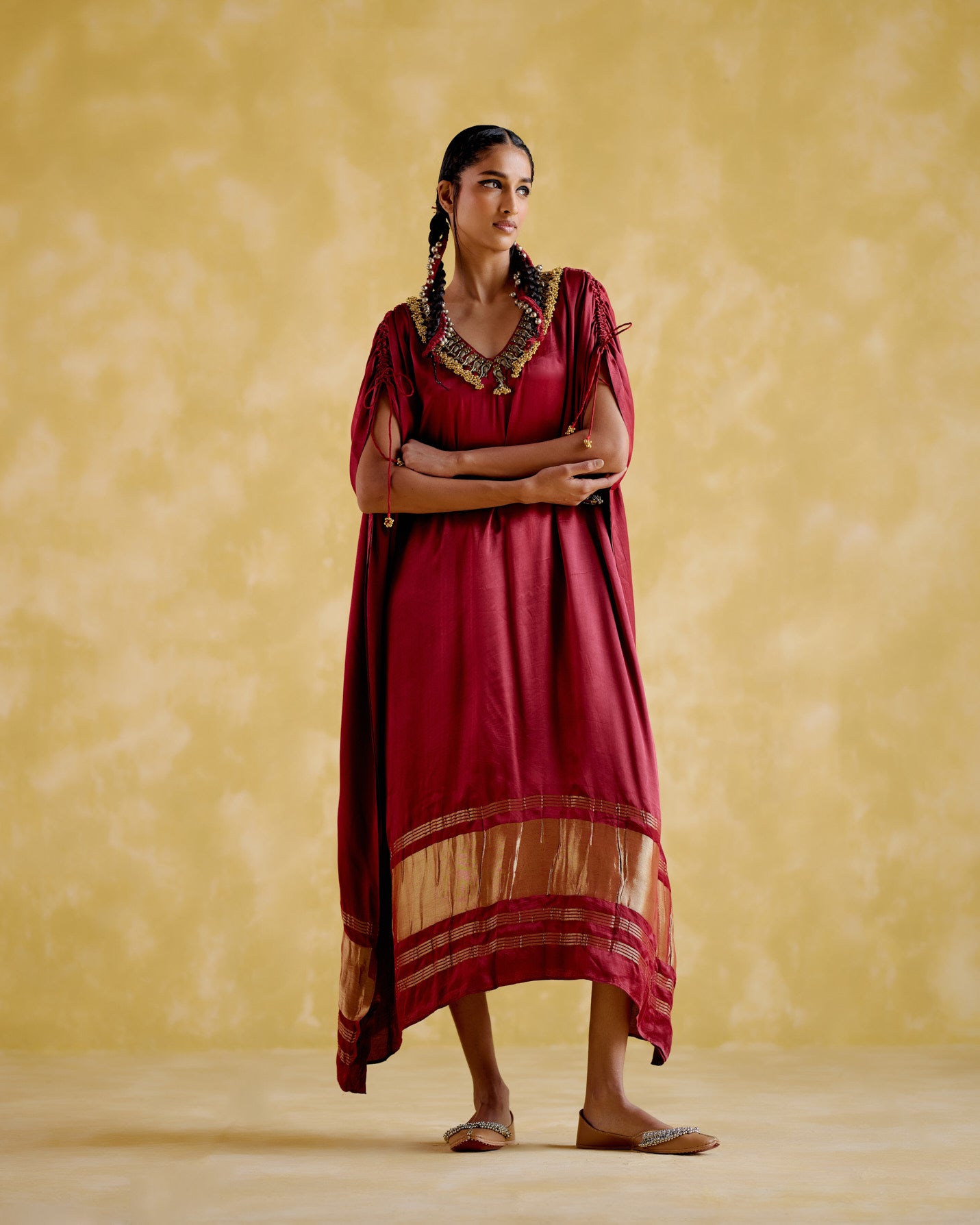 Amor- Maroon kaftan dress - 5elements