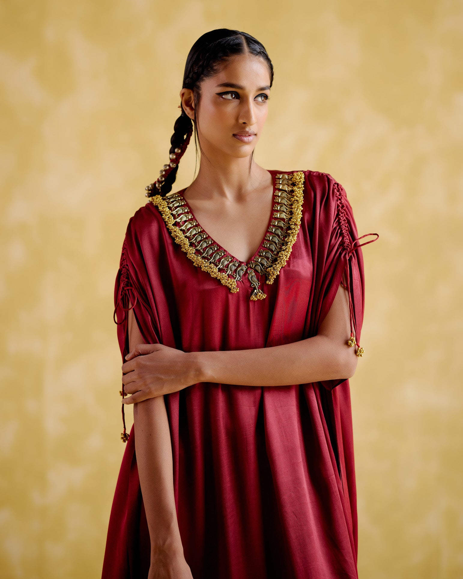 Amor- Maroon kaftan dress - 5elements