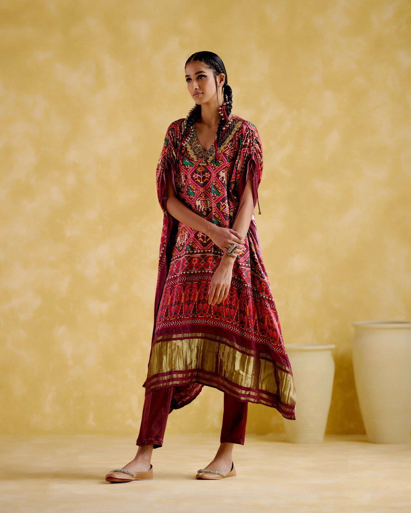 Tychon- Maroon digital printed kaftan - 5elements