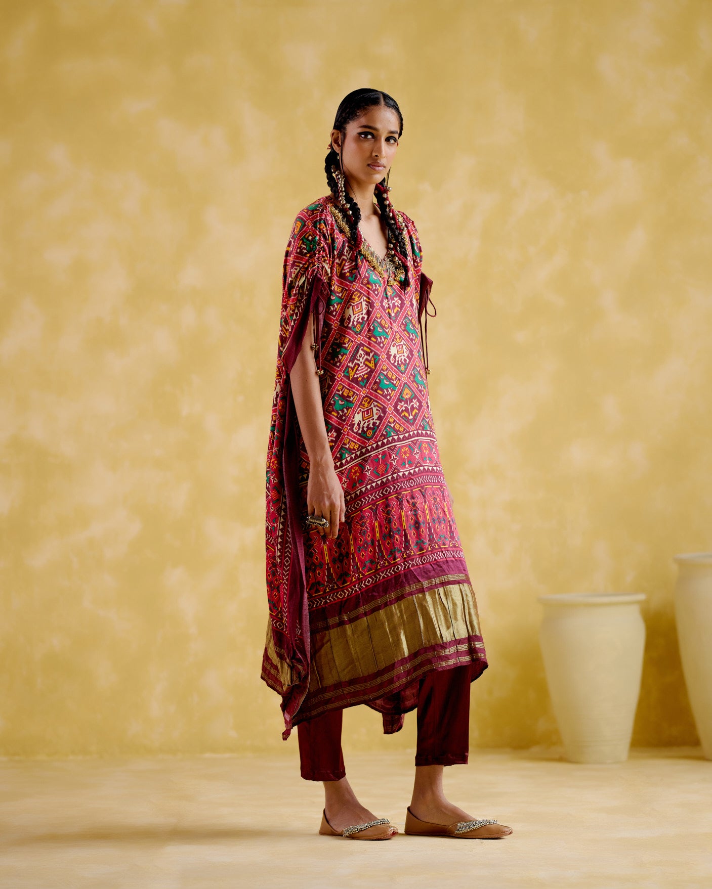 Tychon- Maroon digital printed kaftan - 5elements